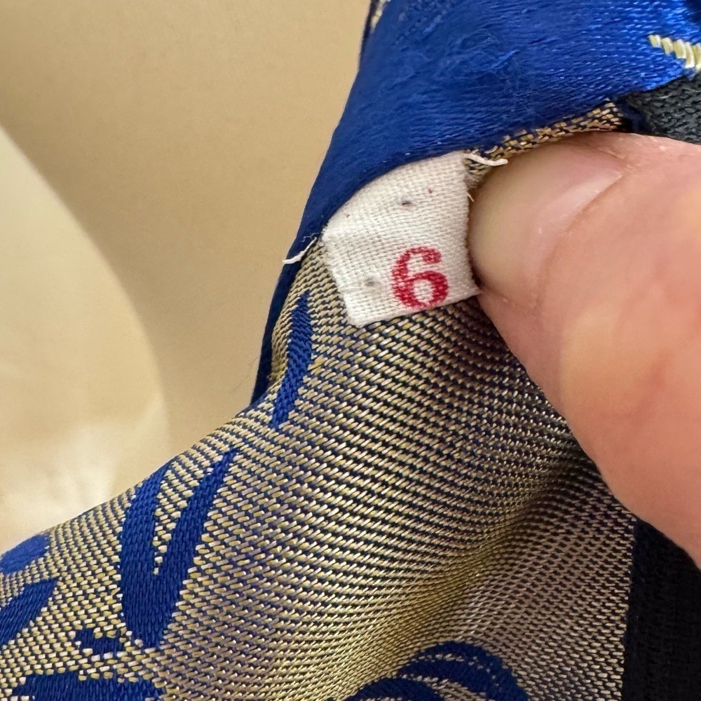 VTG Royal Blue &‎ Gold Floral Brocade Cheongsam Qipao Dress - Picture 9 of 10